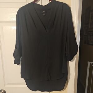 Black V-Neck Blouse